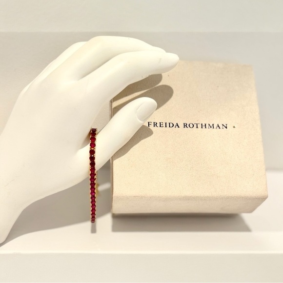 Freida Rothman Midnight Tri-Tone Twilight 14K Gold Tennis Bracelet Ruby Red - Picture 10 of 14